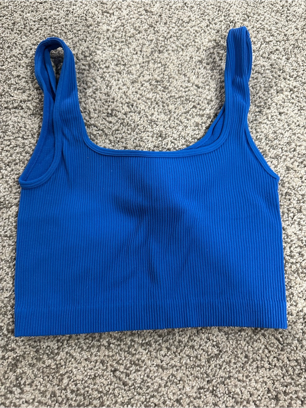 Zara Electric Blue Ribbed Square-Neck Tank